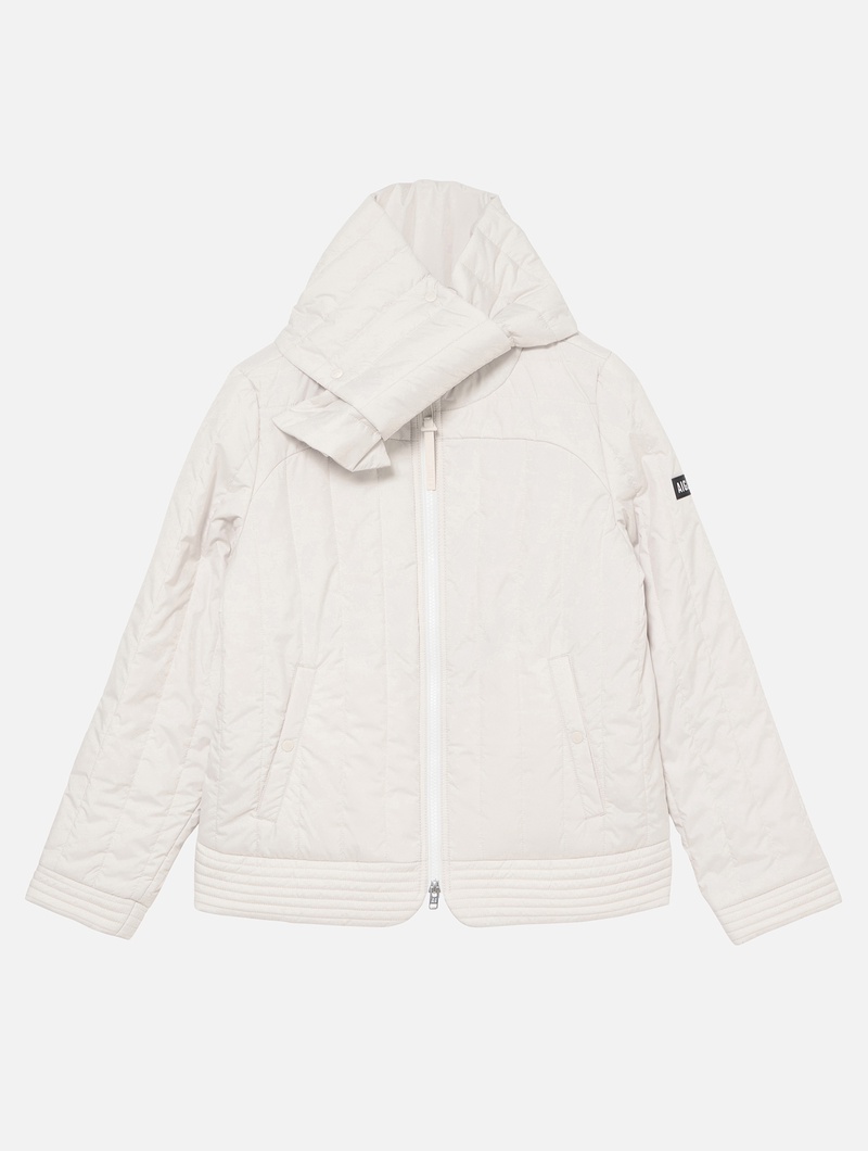 AIGLE フード付きダウンジャケット 36サイズ ホワイト AIGLE フード付きダウンジャケット 36サイズ ホワイト Amazon