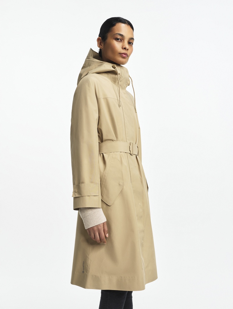 美品 現行 AIGLE トレンチコート ロング丈 カーキ ベルト 撥水 美品 現行 AIGLE トレンチコート ロング丈 カーキ ベルト 撥水