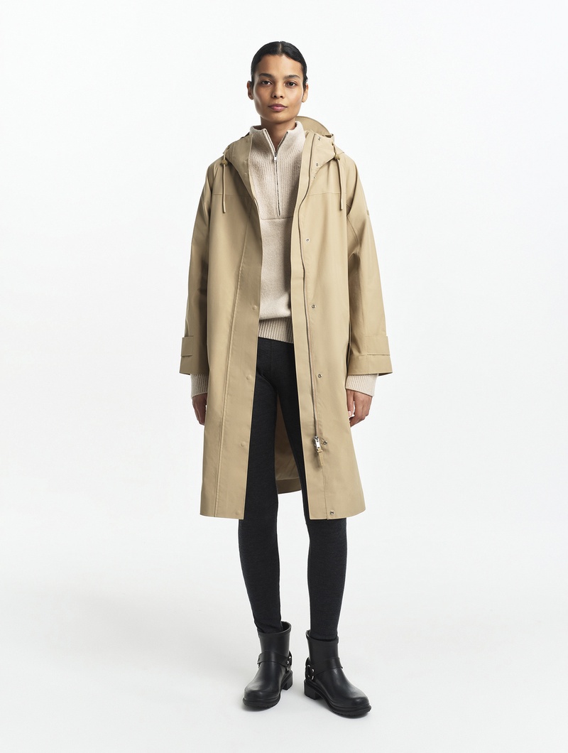 AIGLEベージュ ロングコート エーグル AIGLE ゴアテックス フーデッドロングトレンチコート